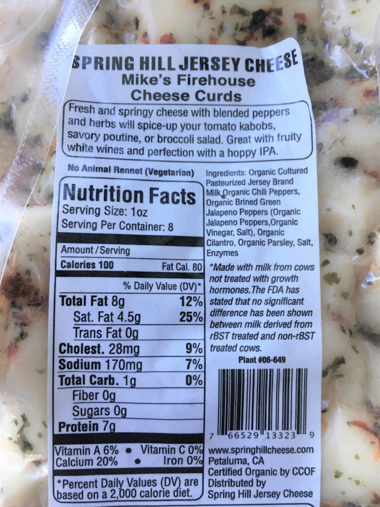 firehouse cheese curds nutrition