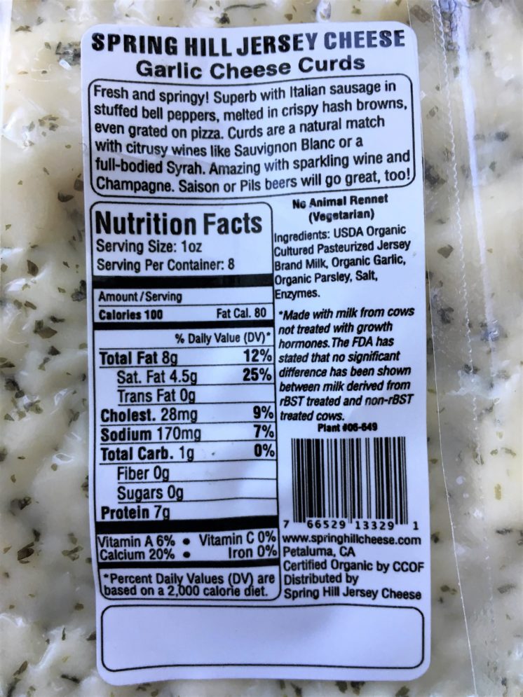 garlic cheese curds nutrition