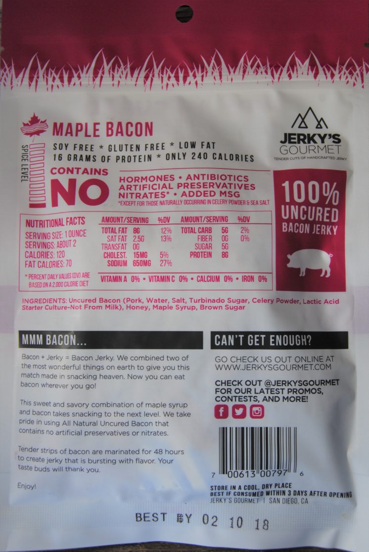 maple bacon jerky nutrition