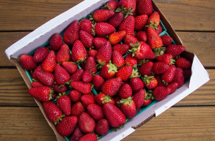 box of organic strawberries