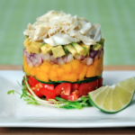 crab stack with microgreens