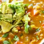 spicy lentil and brussels sprouts soup