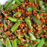 sugar snap peas with soffrito hot pepper and mint