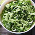 green salad with avocado lemon dressing