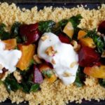 couscous with beets greens and garlic yogurt