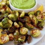 crispy brussels sprouts with avocado dressing