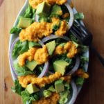 fresh salad with carrot ginger dressing