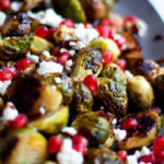 roasted brussels with feta and pomegranate